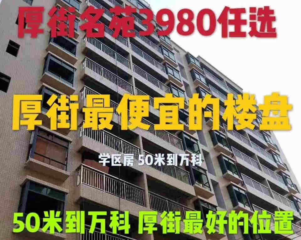 东莞厚街寮厦地铁口《厚街名苑》小产权房 公园里 学区房 3980元任君挑选